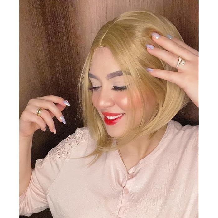 DILLARDS Premium Blonde Bob Wig, Shoulder Length Synthetic Hair, Natural Looking Layered Cut, Heat Resistant Fiber, Cosplay Party Costume - Image 1